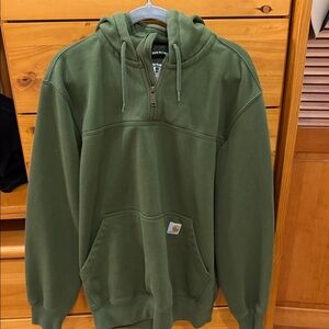 Carhartt Men's Green Hooded Zip-Up Sweatshirt